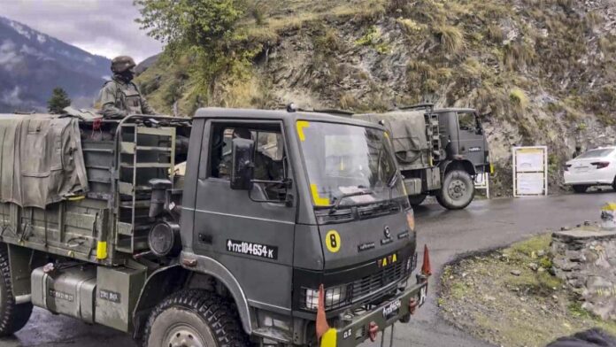 Security personnel keeps vigil during a search operation in J&Ks Kishtwar