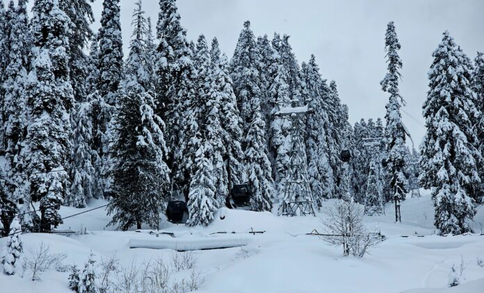 Kashmir winter landscape with snow-covered mountains