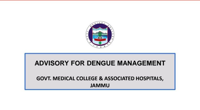 GMC Jammu Issues Advisory for Dengue Management, Urges Public Not to Delay Treatment